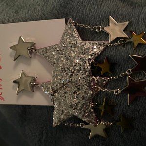 Silver Star Chandelier Earrings